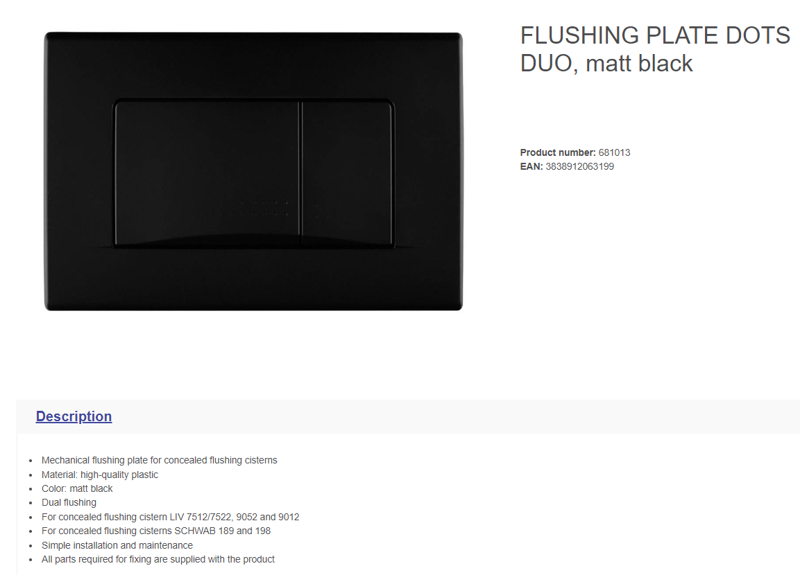681013Q Dots Duo Matt Black Flush Button Slovenia