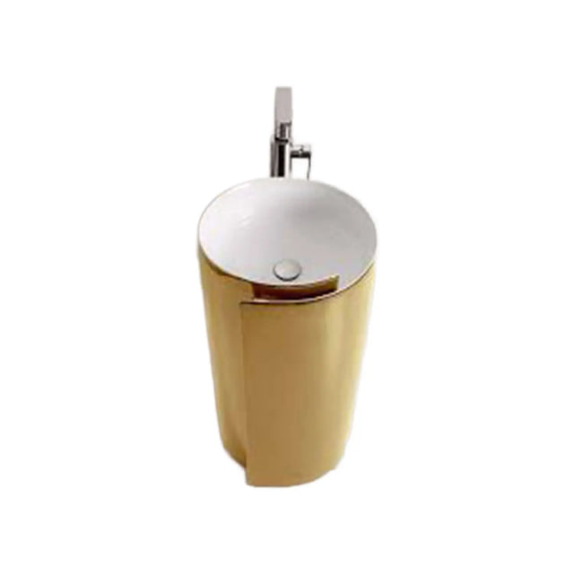 White / Gold Metal Standing Column-basin BuyonBudget