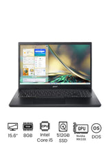 Acer Aspire 7 A715-76G Laptop – Intel Core i5-12450H, 8GB RAM, 512GB SSD, RTX 3050 4GB, 15.6" FHD