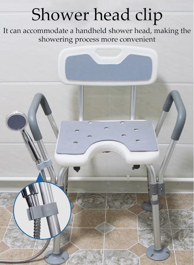 Shower Chair Stool with Padded Armrests and Back