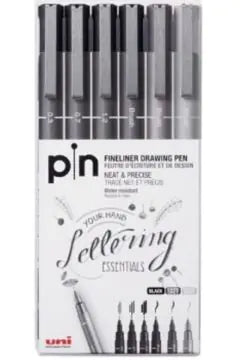 MITSUBISHI | Uni Pin Fine Liner Pack of 6 – Lettering Set