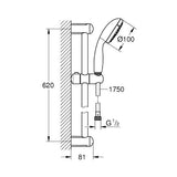 Grohe Shower Rail with Hand Shower 3-Spray and Hose 2764400D