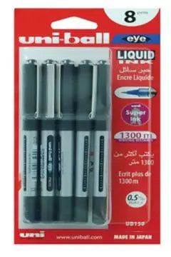 MITSUBISHI Uni-ball Eye Roller Pen – Black (Pack of 8)