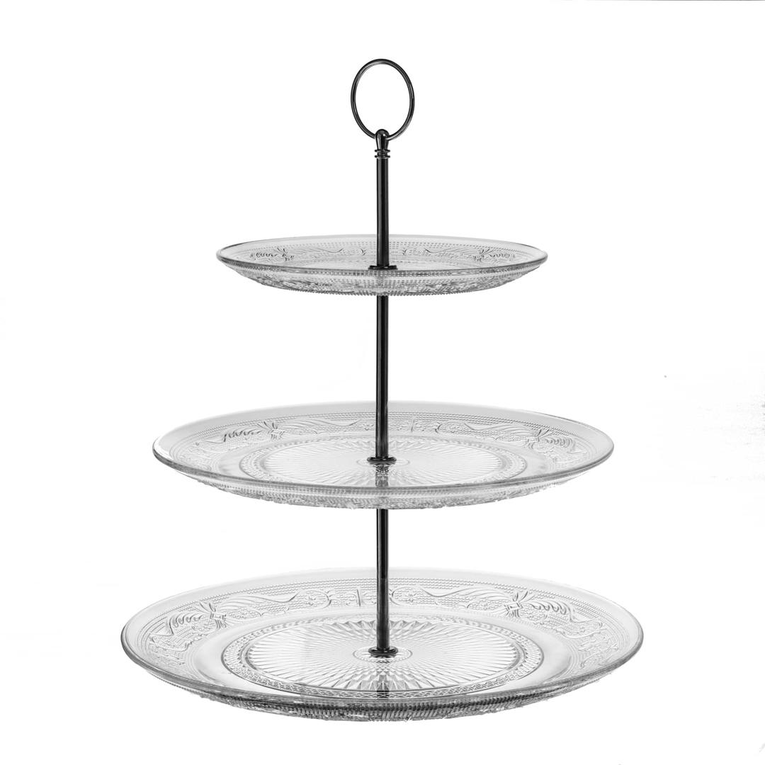 Sg 3-tier Glass Serving Plate Stand