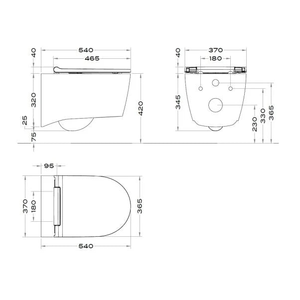One Wall Mounted Rimless WC And Seat