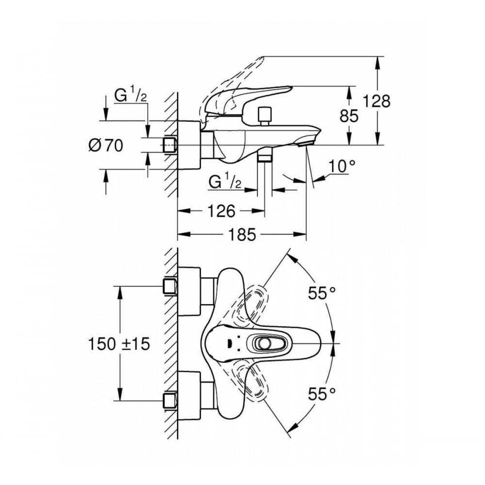 Grohe Eurostyle Single-Lever Bath Shower Mixer 1/2″