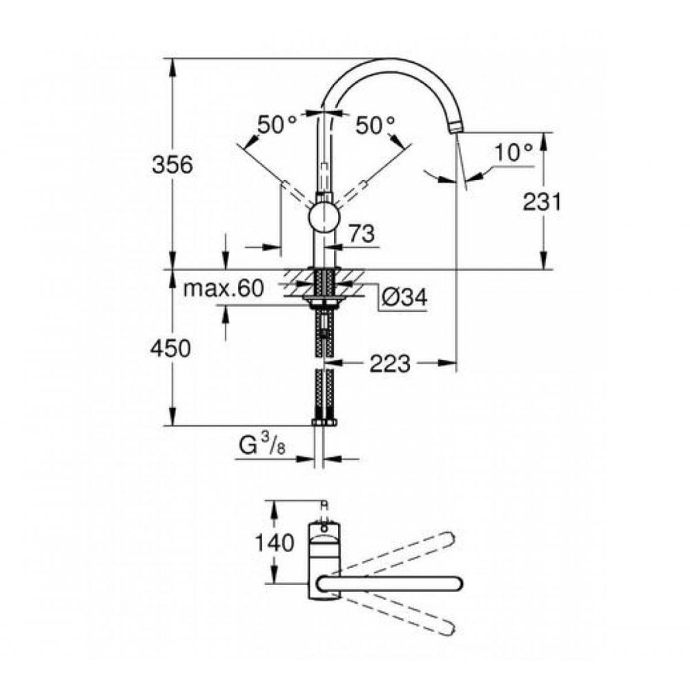 Grohe Minta Kitchen Sink Mixer Tap 1/2