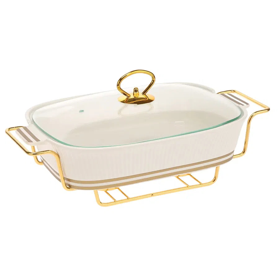 Orchid Rectangular Food Warmer W/stand