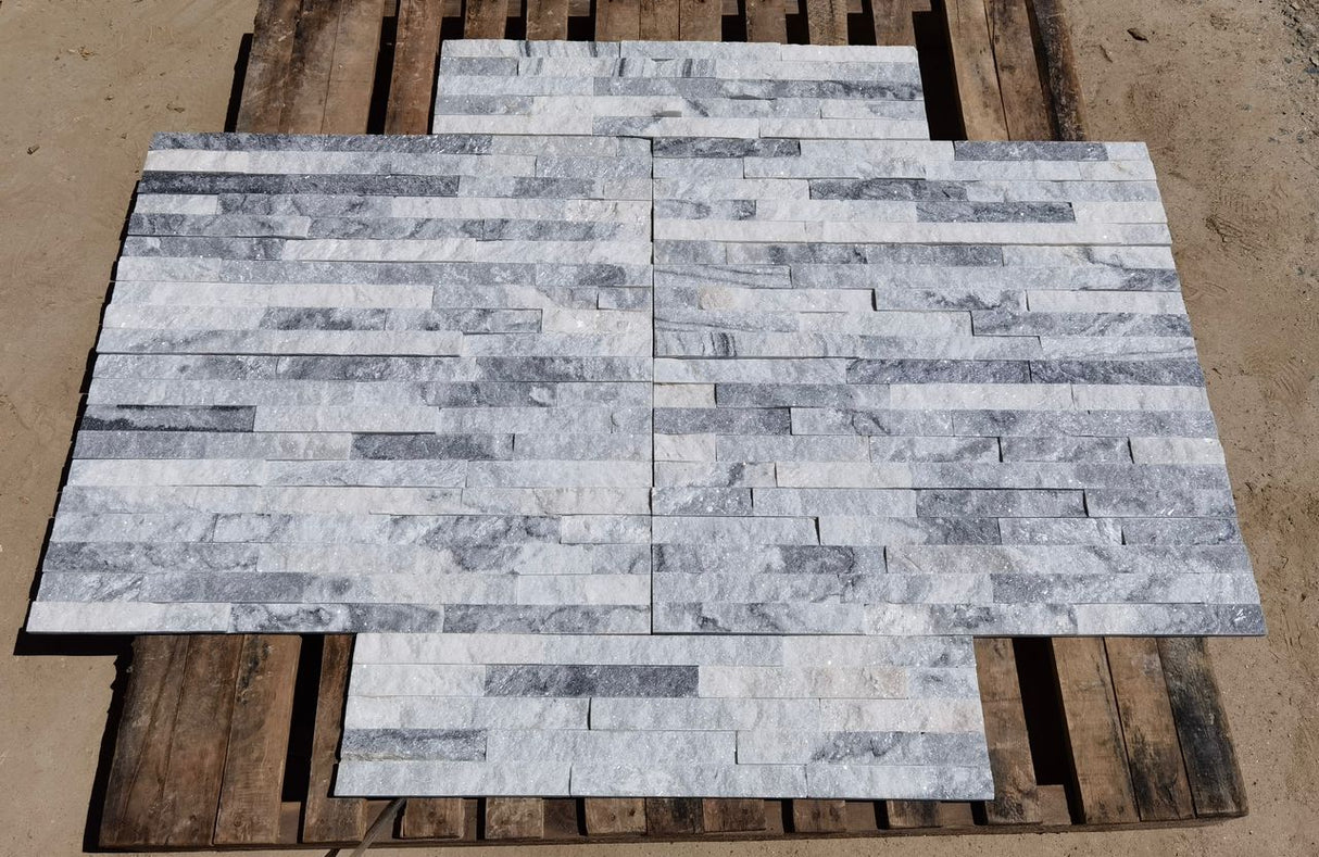 600x150x10-13SP Grey-White Quartzite Culture Stone (5 strips)(8,0.72)