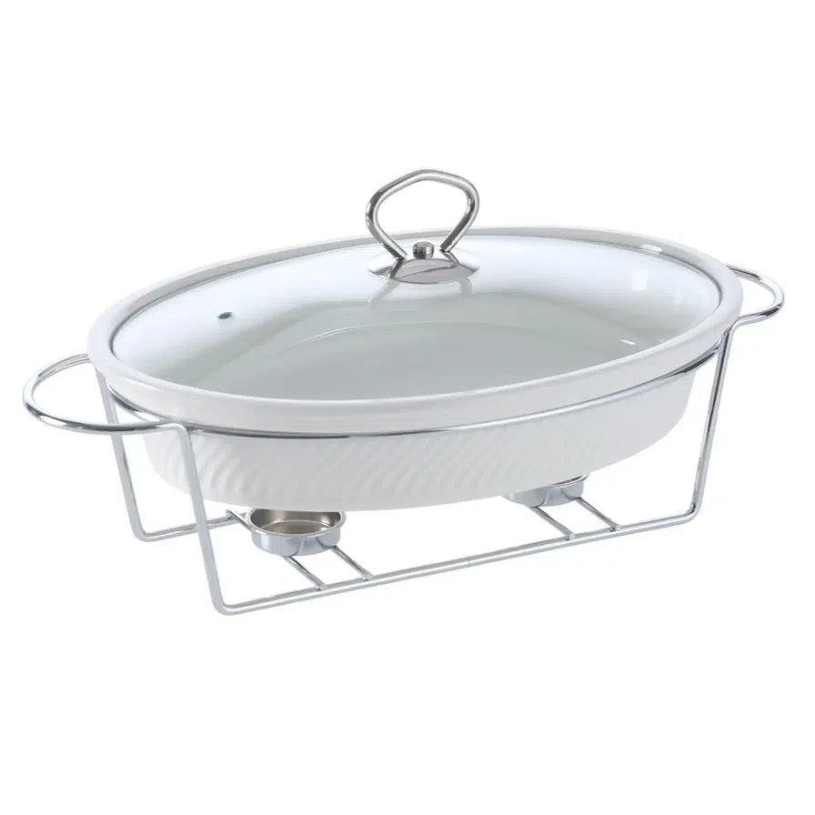 Orchid Ceramic Oval Casserole W/candle Stand