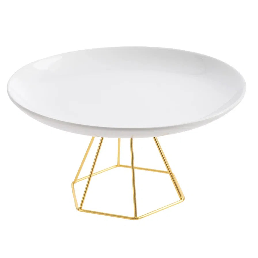 Orchid Cake Plate W/gold Stand
