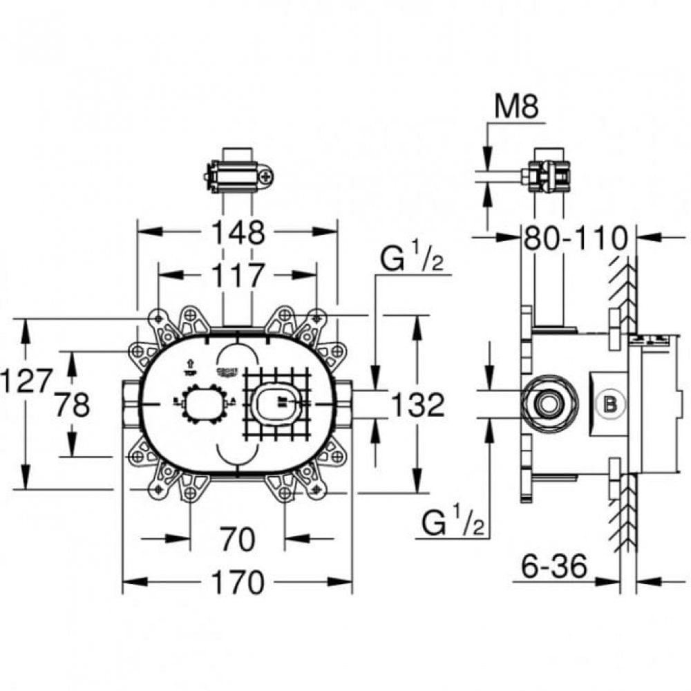 Grohe Rainshower Rough-in Box for Shower Head Set – Blue