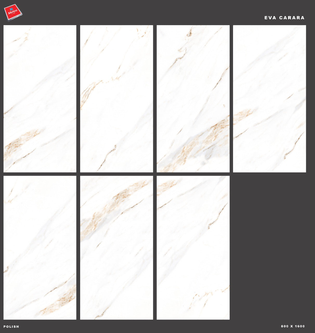 بلاط إيفا كارارا 1600x800، 7 قطع عشوائية