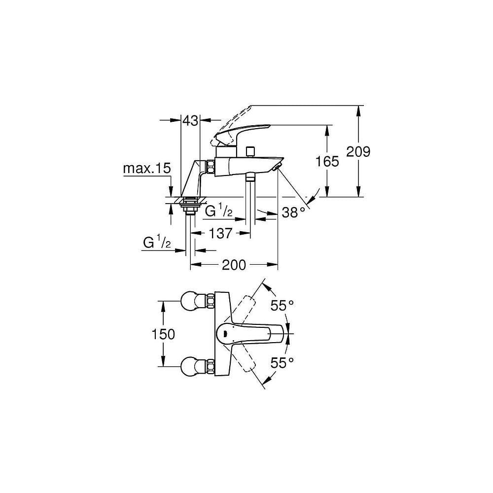 GROHE Eurosmart Bath/Shower Mixer