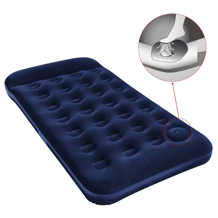 BESTWAY | Inflatable Flocked Airbed with Built-in Foot Pump – 188 x 99 x 28 cm