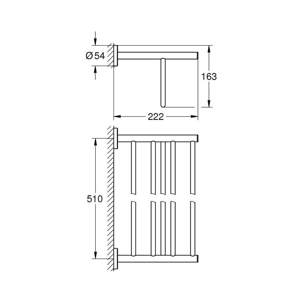 Grohe BauCosmopolitan Multi Towel Rack – 510 mm Wide – Chrome