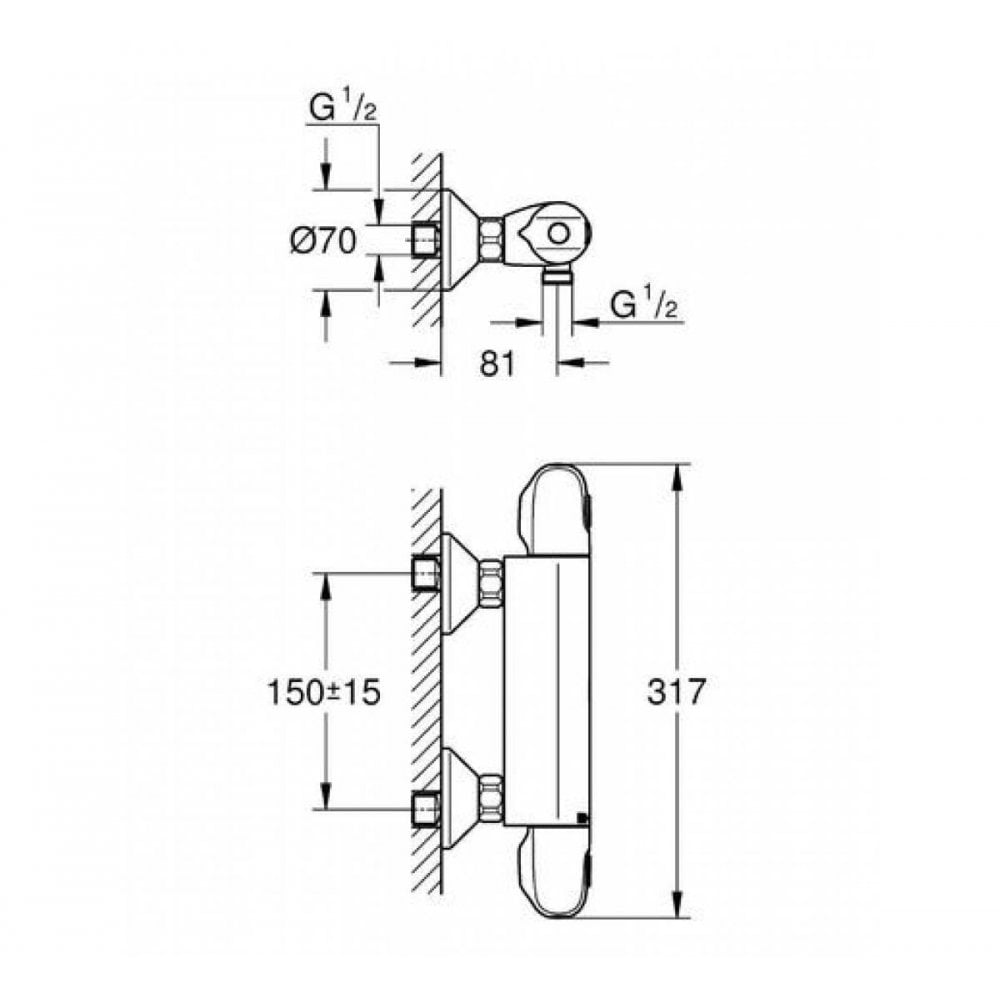 Grohe Grohtherm 1000 New Thermostatic Shower Mixer 1/2″