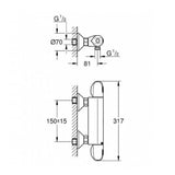 Grohe Grohtherm 1000 New Thermostatic Shower Mixer 1/2″