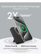 MagGo Power Bank, Qi2 Certified 15W Ultra-Fast MagSafe-Compatible Portable Charger, 10,000mAh Battery Pack with Smart Display and Foldable Stand, For iPhone 17/1615/14 Only(USB-C Cable Include)