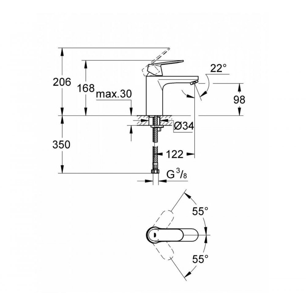 GROHE Eurosmart Cosmopolitan Basin Mixer 1/2" M‑Size