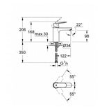 GROHE Eurosmart Cosmopolitan Basin Mixer 1/2" M‑Size
