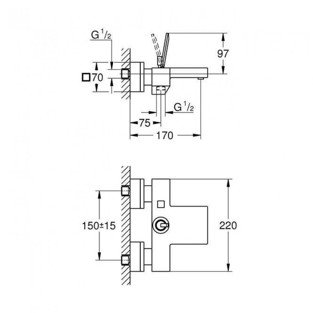 EUROCUBE 1‑Handle Bath/Shower Mixer - GROHE