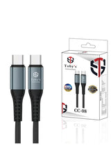Toby’s CC-08 5A Type-C to Type-C Fast Charging Cable, 1m, Black Nylon Braided