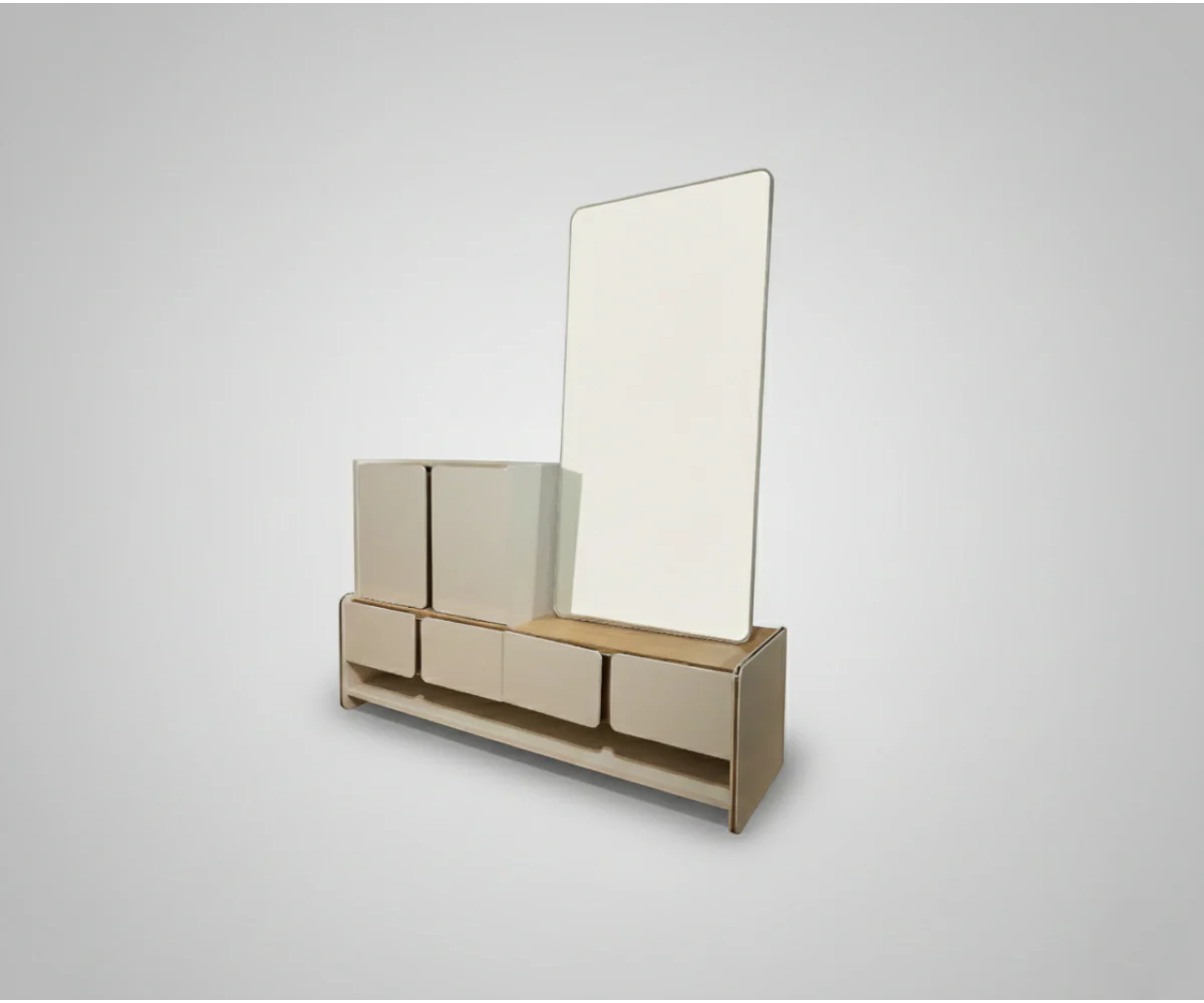 طقم غرفة نوم إزنيك مكون من 4 قطع – سرير بحجم كينج ووحدة تخزين 