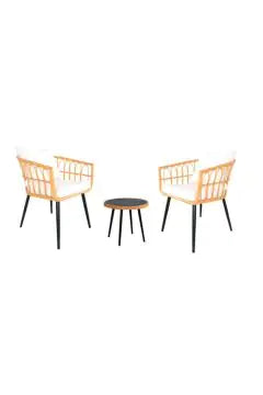 2 Rattan Chairs with Coffee Table