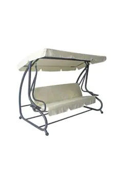 Outdoor White Multifunctional Reclining Straight Swing Chair 3 Person