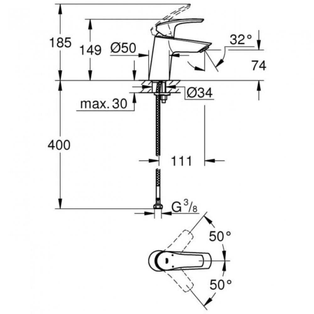 GROHE Eurosmart Smooth Body Basin Mixer Tap S‑Size