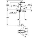 GROHE Eurosmart Smooth Body Basin Mixer Tap S‑Size