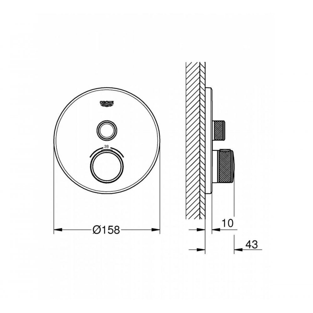 Grohe Grohtherm SmartControl Thermostatic Trim for One Outlet