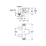 Grohe Grohtherm 2000 Deck Mounted Thermostatic Bath/Shower Mixer Tap – Chrome