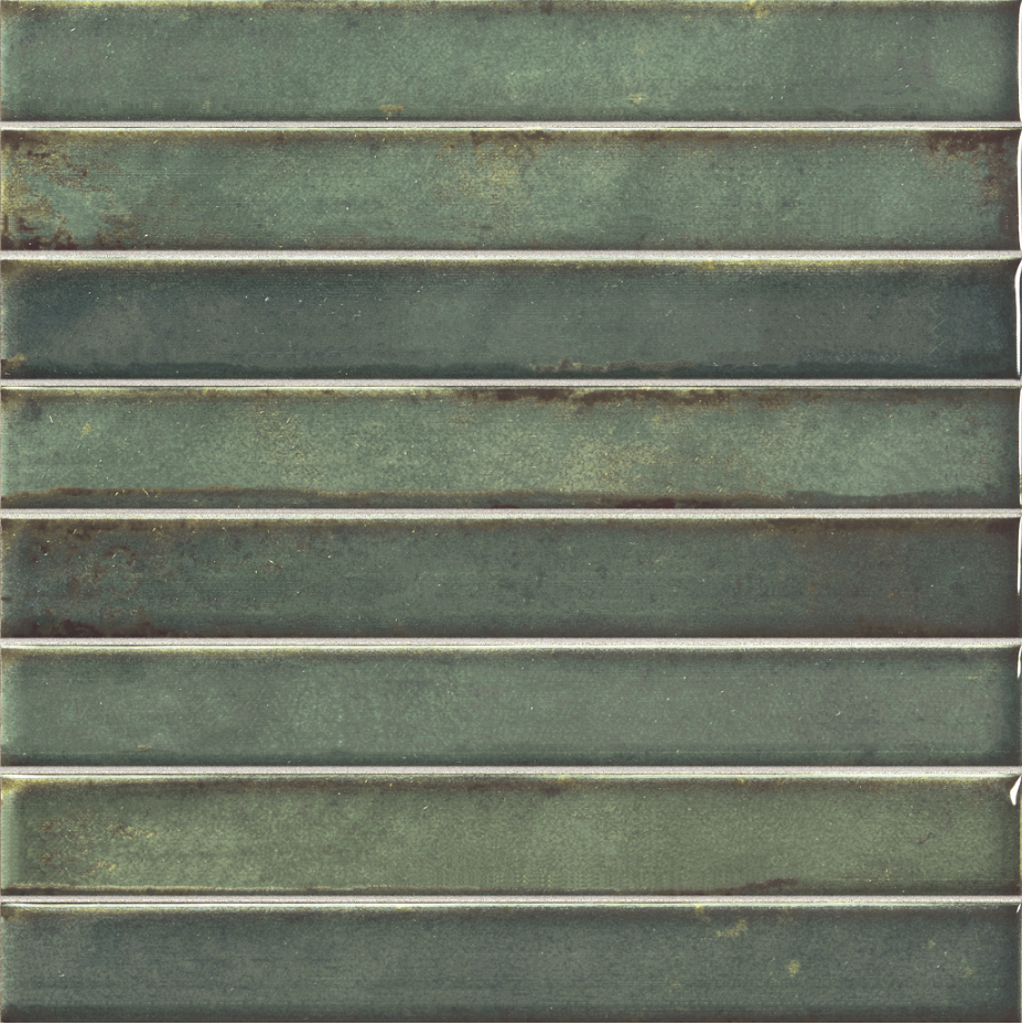 350×350 Brick Raku Emerald Tile