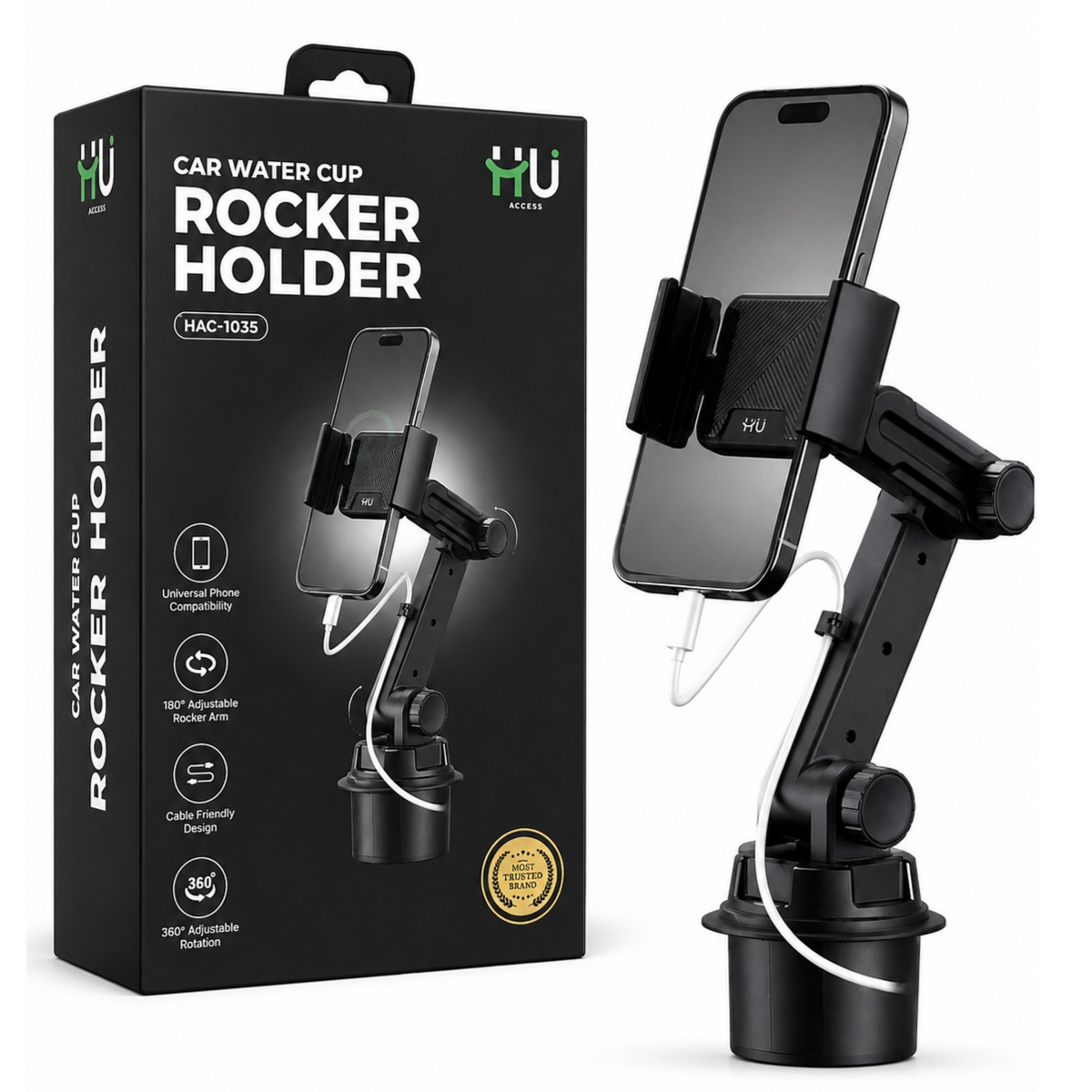 HAC-1035 Car Cup Holder Phone Mount with 360° Rotation