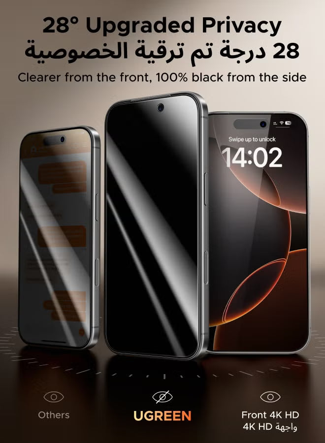 2-Pack iPhone 17 Pro Max Privacy Screen Protector With Auto Alignment Kit Anti-Spy, Privacy Protection, Anti-Fingerprint, Easy Installation, Shockproof Glass, No-Residue Adhesive, Smooth Touch -