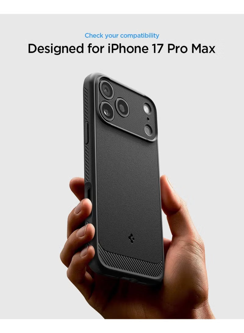 Rugged Armor MagFit iPhone 17 Pro MAX Case Cover with MagSafe and Carbon Fiber Textures (2025) - Matte Black