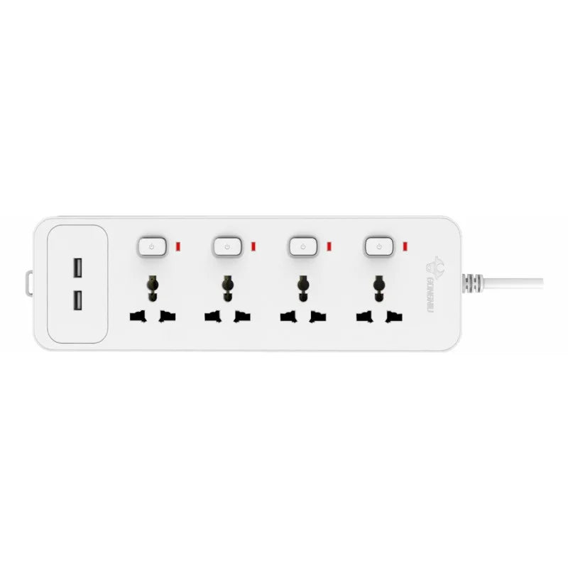 GONGNIU Universal Extension Socket D304U-30 3M | 4 Way Power Extension Board with 2 USB Ports