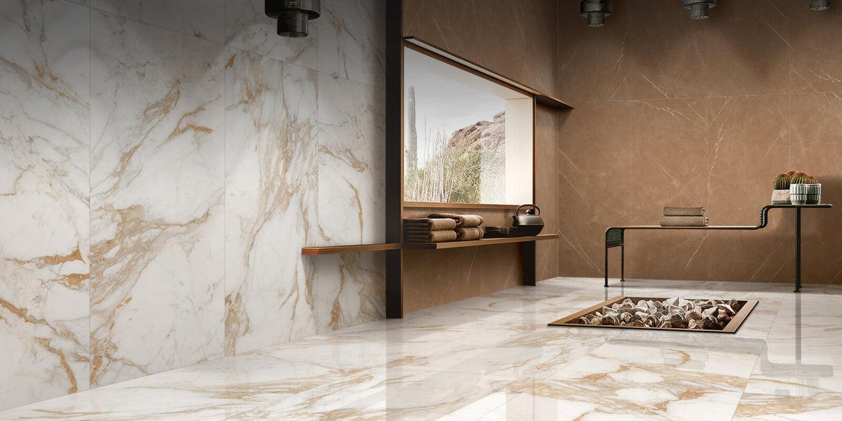 Golden Calacatta Grand Glossy Tile – 160×80 cm