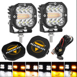 AuxbeamM XP-Ultra Series 3 Inch 96W 9600LM LED Pods with 6 Modes and Flashing White Amber Lights