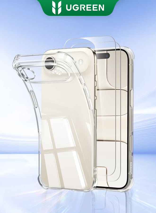 3 in 1 for iPhone Air Case, Built in 4 L-Arc Airbags, Military-Grade Protection, Ultra Clear, Shockproof iPhone Cover, with 2-Pack Ultra HD Screen Protector, Slim Case for Air 6.5"