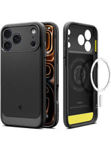 Rugged Armor MagFit iPhone 17 Pro MAX Case Cover with MagSafe and Carbon Fiber Textures (2025) - Matte Black