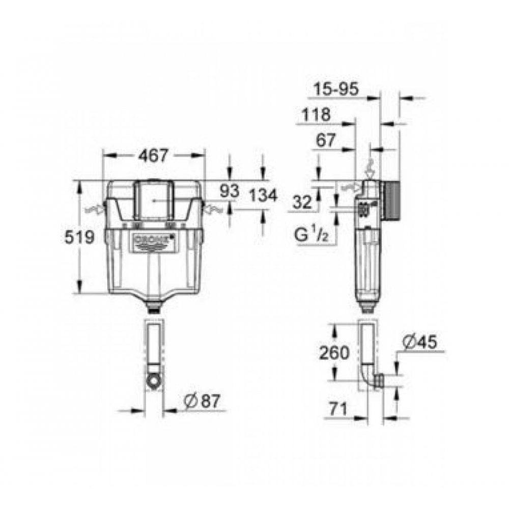 GROHE GD2 WC Concealed 6/4 L Cistern