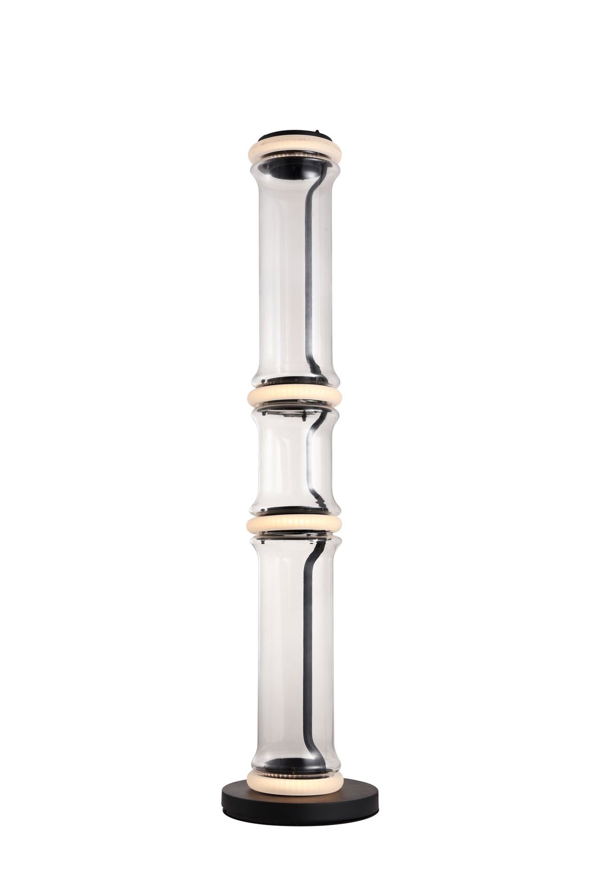 Floor lamp-2502-F1-D300*H1140-Black+Clear Color-Aluminum +Glass