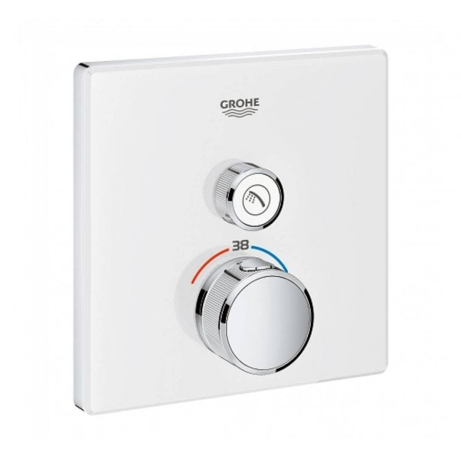 Grohe Grohtherm SmartControl Thermostatic Square Trim – Moon White (1 Outlet)