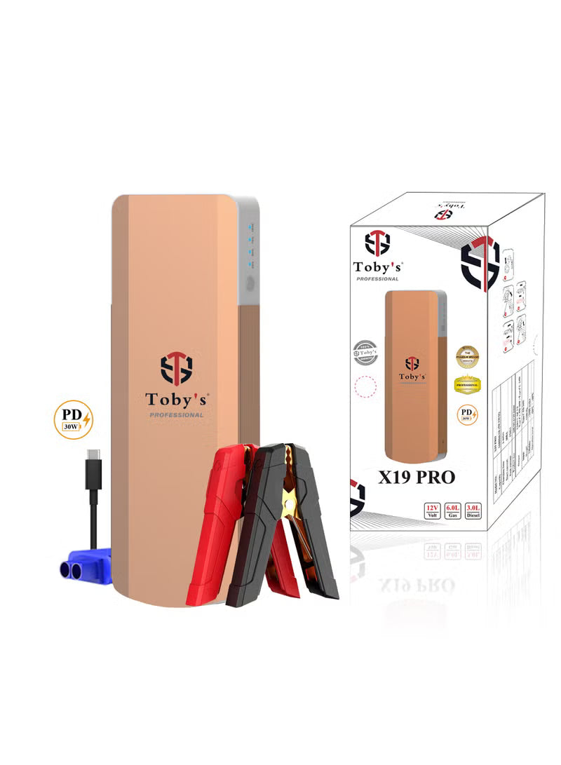 Toby’s X19 PRO Jump Starter with Compressor for Cars 16000mAh 59.2Wh Power Bank