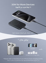 MagGo Power Bank, Ultra-Slim 10,000mAh Magnetic Portable Charger, Qi2 Certified 15W Ultra-Fast MagSafe-Compatible Battery Pack, PD 30W, Ergonomic Design, For iPhone 17/16/15/14 Series Only