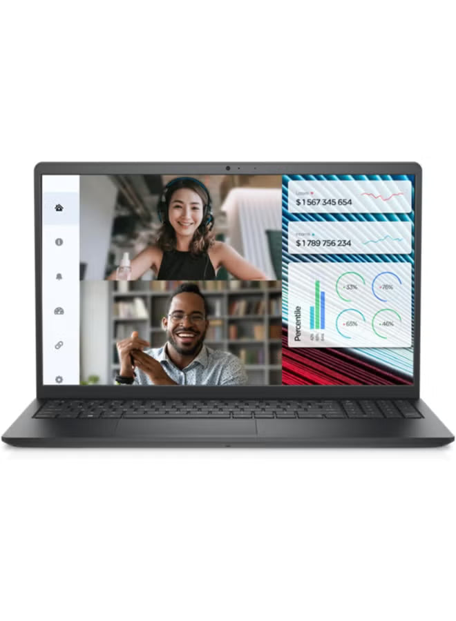 Dell 15 Laptop 15.6-Inch FHD, Intel Core 3-100U, 8GB DDR5 RAM, 512GB SSD, Intel UHD Graphics, Windows 11, English/Arabic, Carbon Black