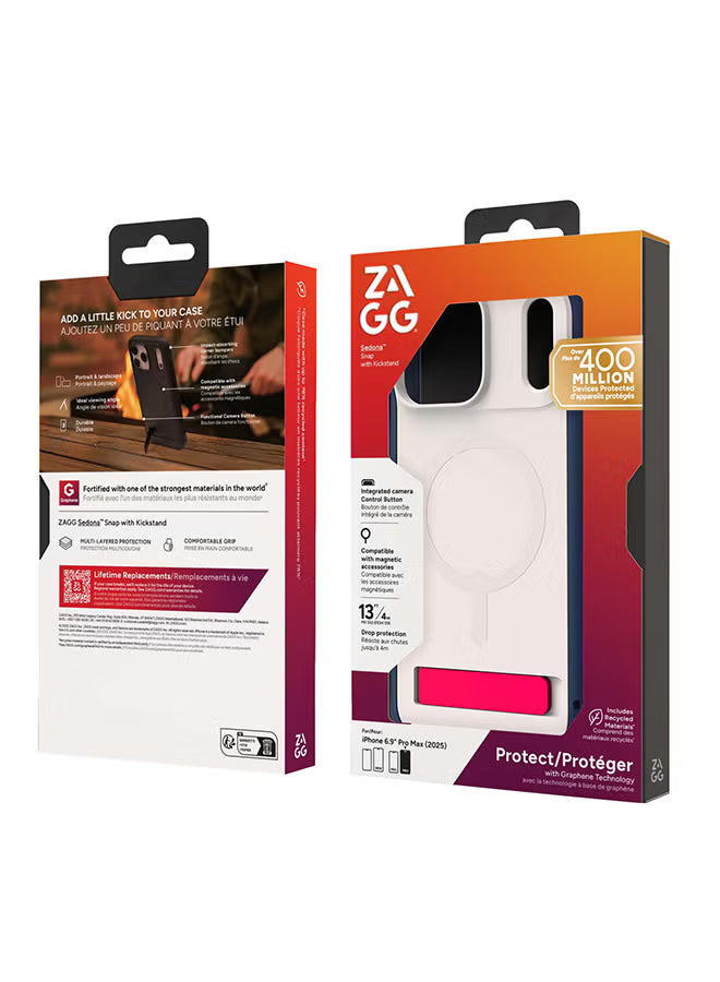 iPhone 17 Pro Max Case – Sedona Snap MagSafe Compatible Kickstand Cover with Graphene Strength, 13 ft Drop Protection & Reinforced Bumpers – Royal Ember Blue